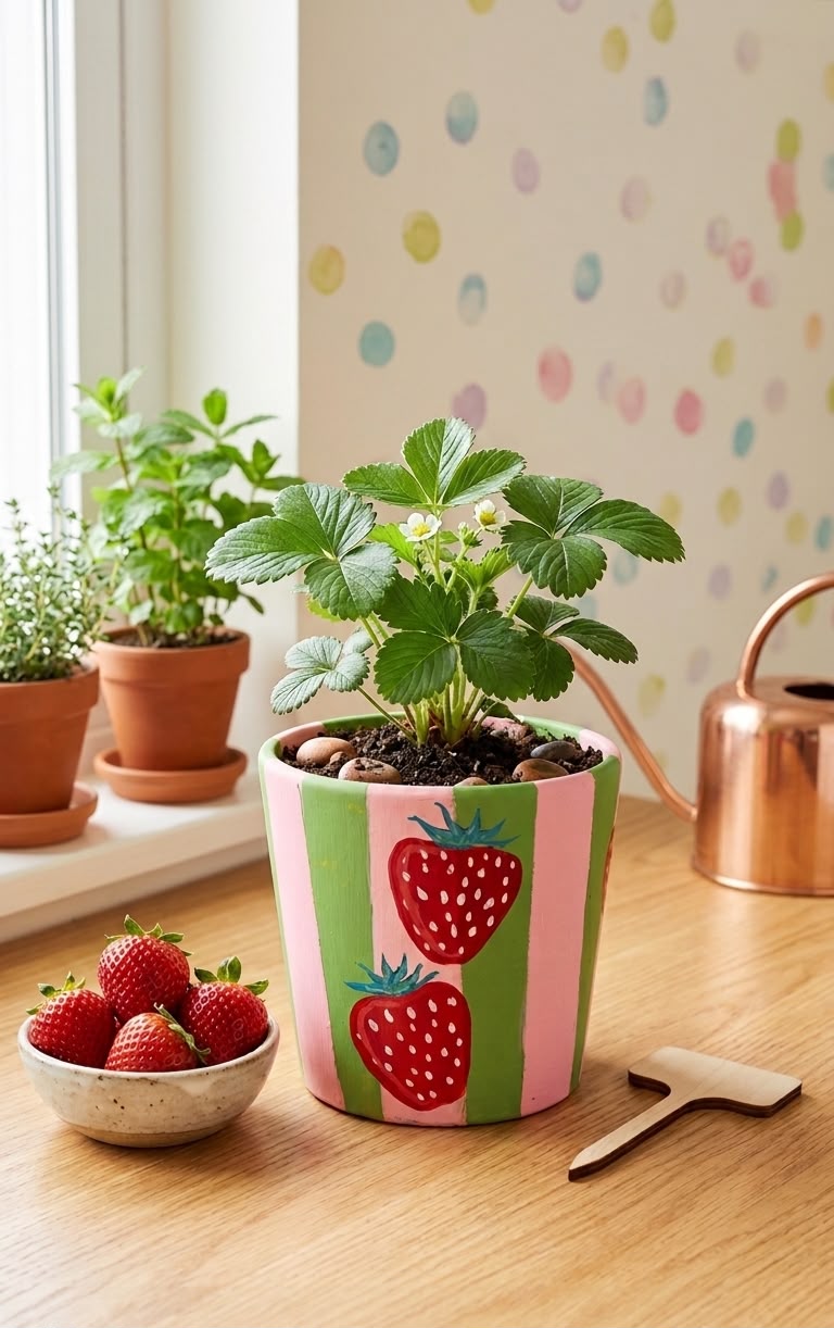 Hand-Painted Planters - Strawberry