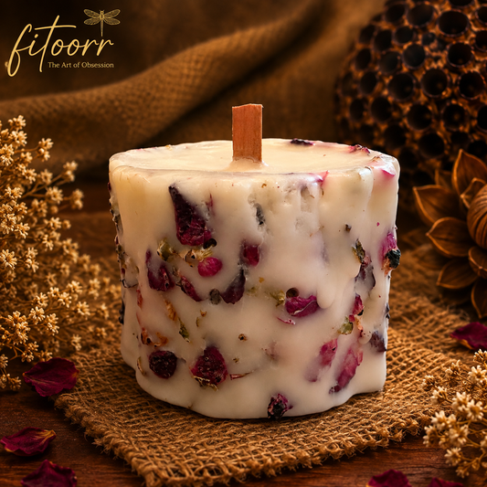 Rose Petal Pillar Candles - Set of 2