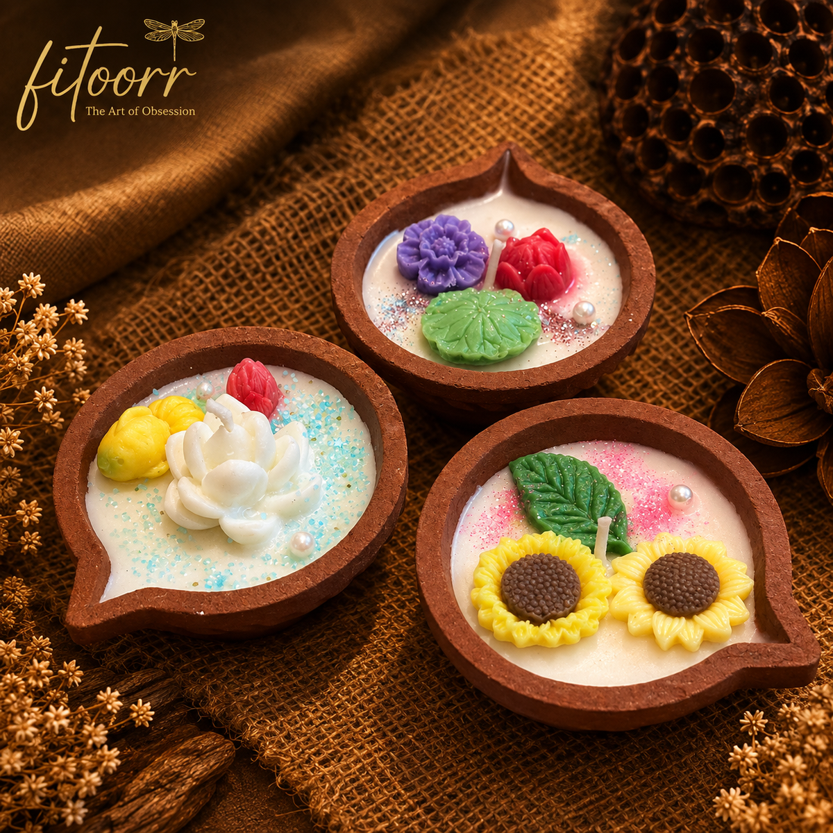 Earthen wax diyas